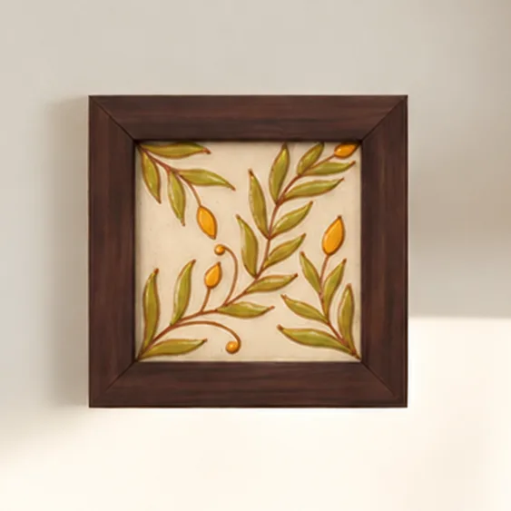 Petalix green tile 5.5x5.5 inch with wooden frame